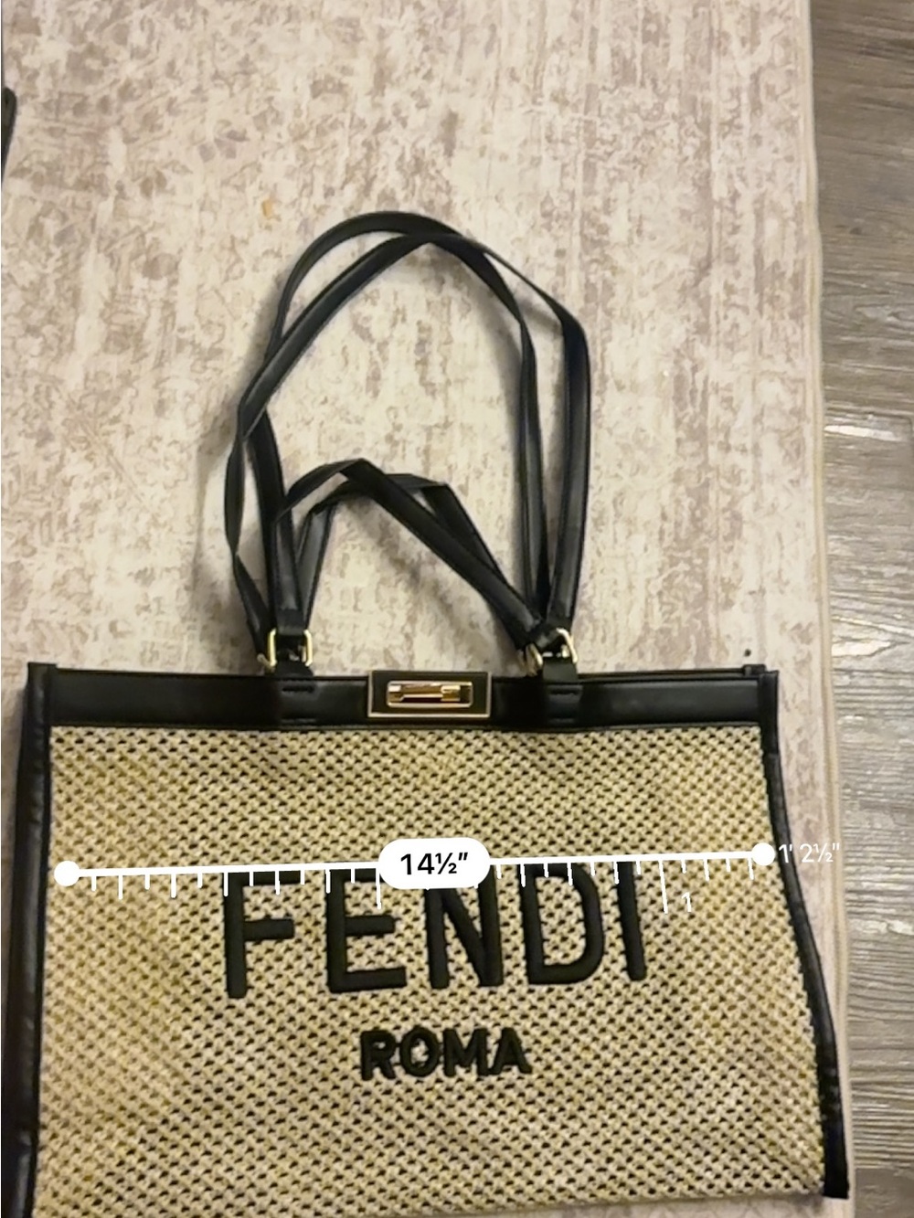 Unlisted Beige Straw Tote with Black Trim - Picture 6 of 11